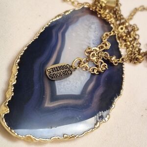 Gold and Blue Agate Necklace